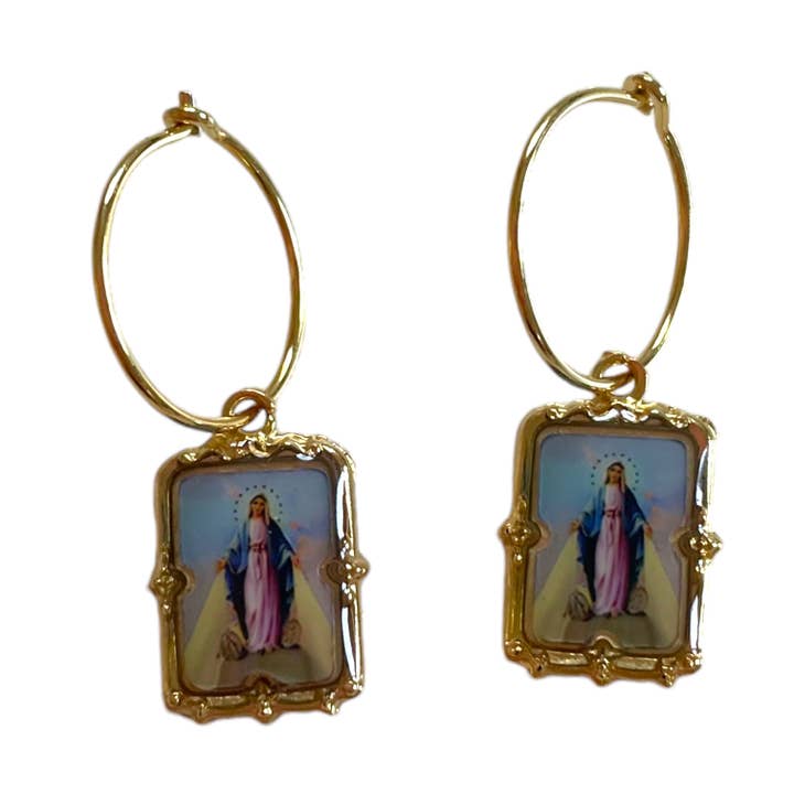 Holy Mary Blue hoops
for wholesale by Holy Recycle