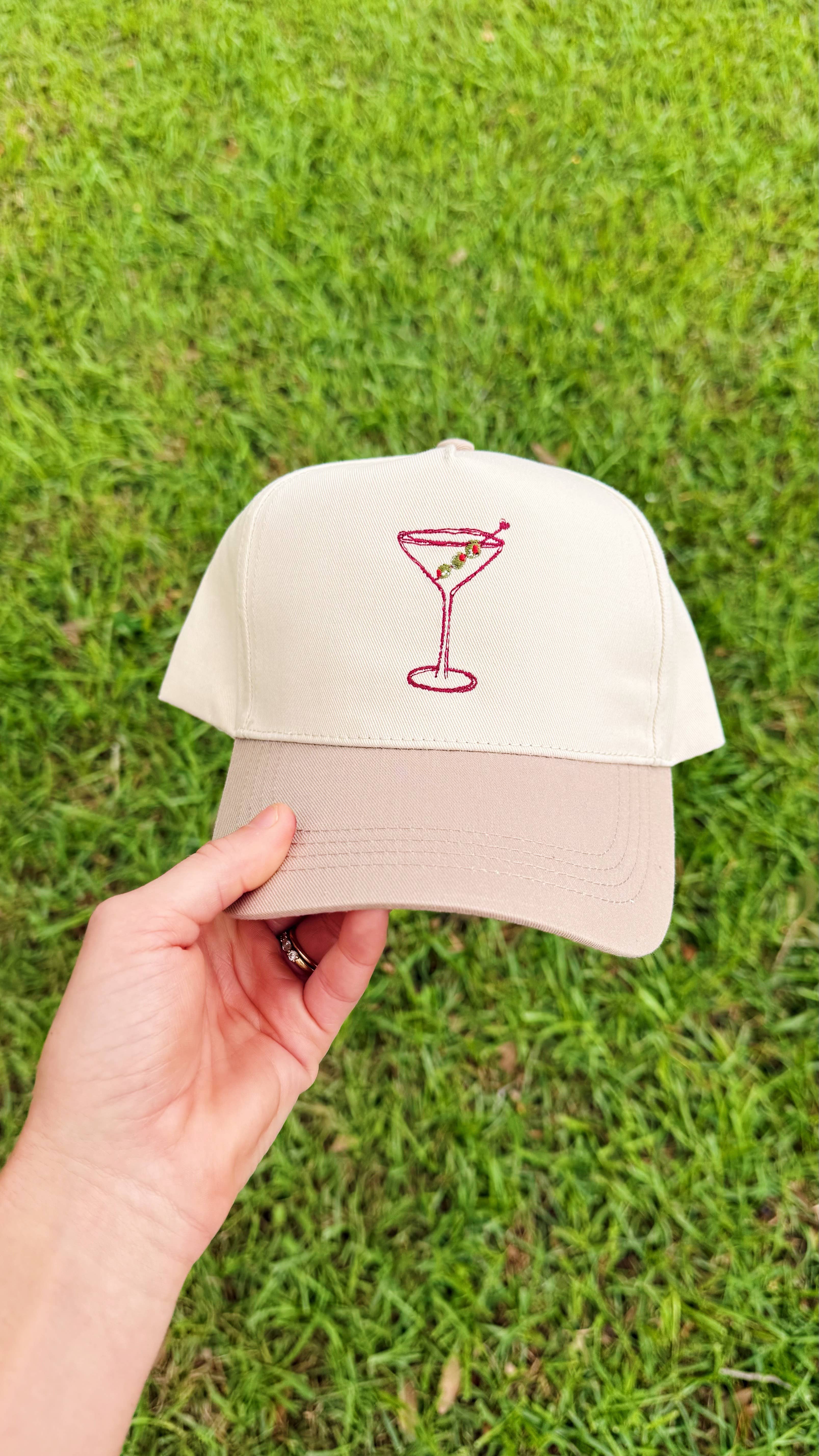 La Fête Goods - Wholesale Baseball Cap - Women's - Martini Hand Drawn Embroidered Hat