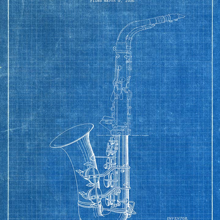 Fresh Prints of CT - Wholesale Art Print - Saxophone Artwork Patent Art Print - Music6