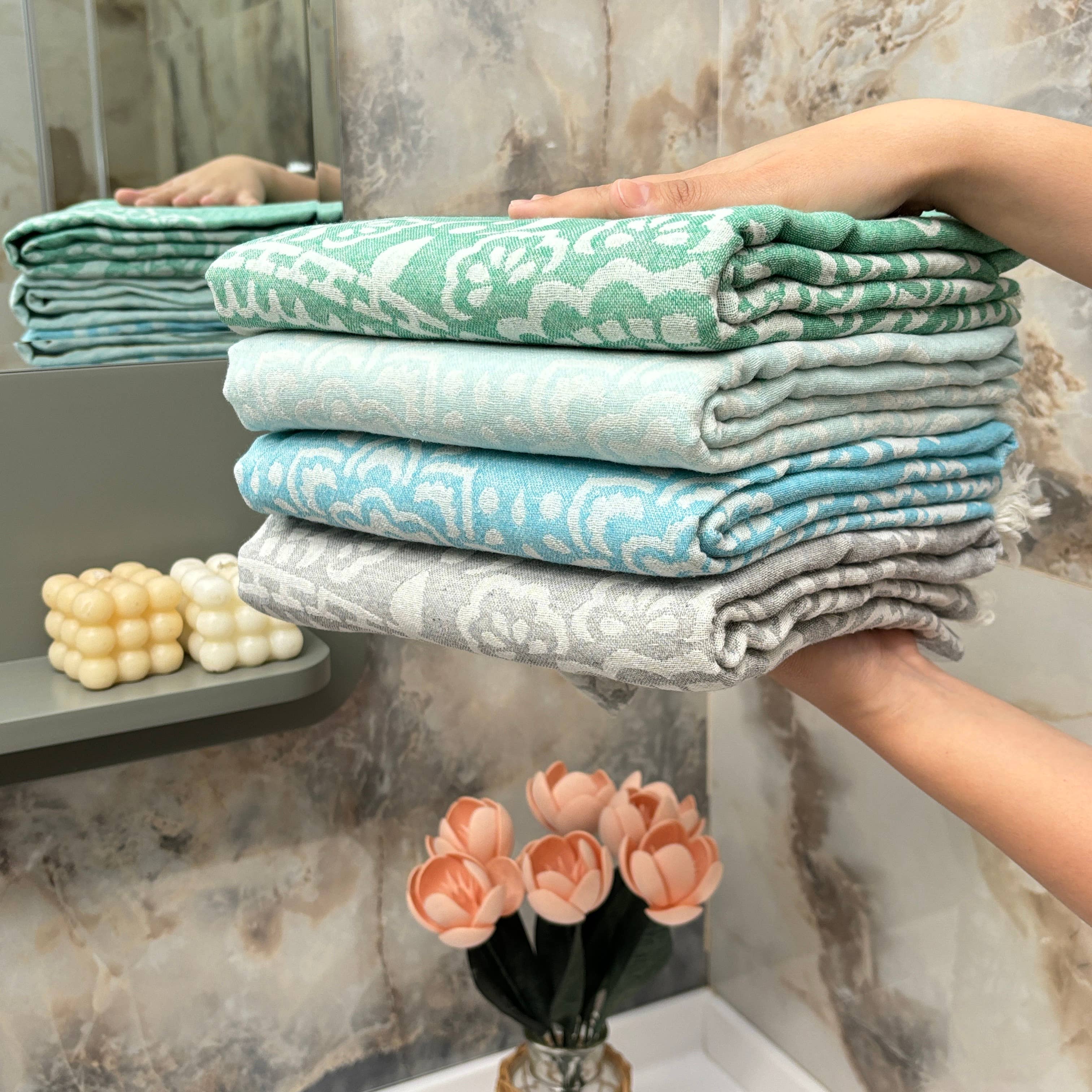 The Loom Wholesale - Wholesale Beach Towel - Floral Motif Turkish Cotton Hammam Towels22