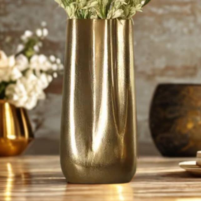 Tall Gold Sculpted Vase for wholesale by India Handicrafts Inc
