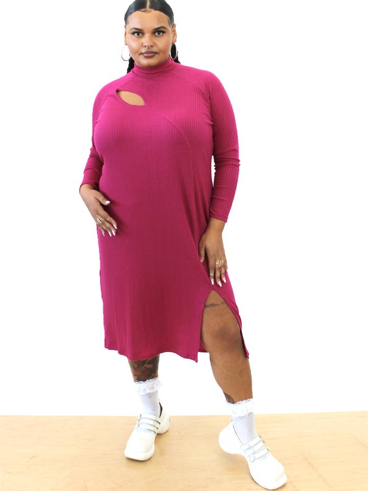 Ursula Dress in Fuchsia Wool Blend for wholesale by Alice Alexander