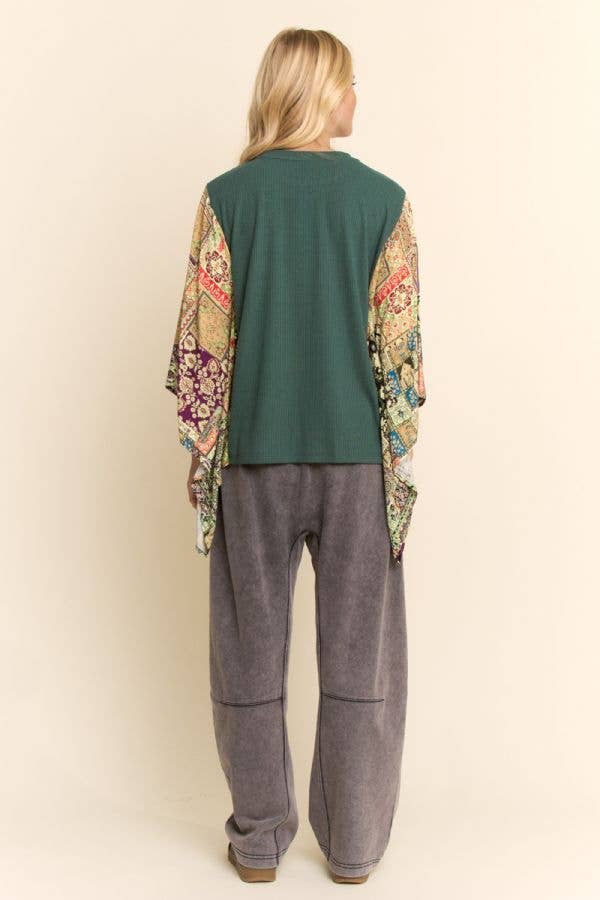 Davi & Dani - Wholesale Knit Top - Women's - BOHO PATCHWORK KNIT TOP1