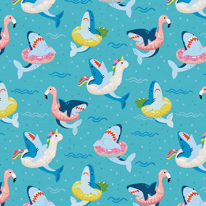 BibbyBubby - Wholesale Pet Bandana - Dog - Shark Floaties Dog Bandana (Snap-on, 3 sizes available)
