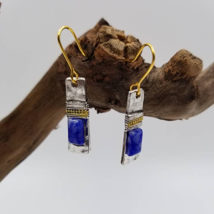 Vintage Silver Lapis Lazuli Stone Earrings for wholesale by CHAKRA JEWELRY