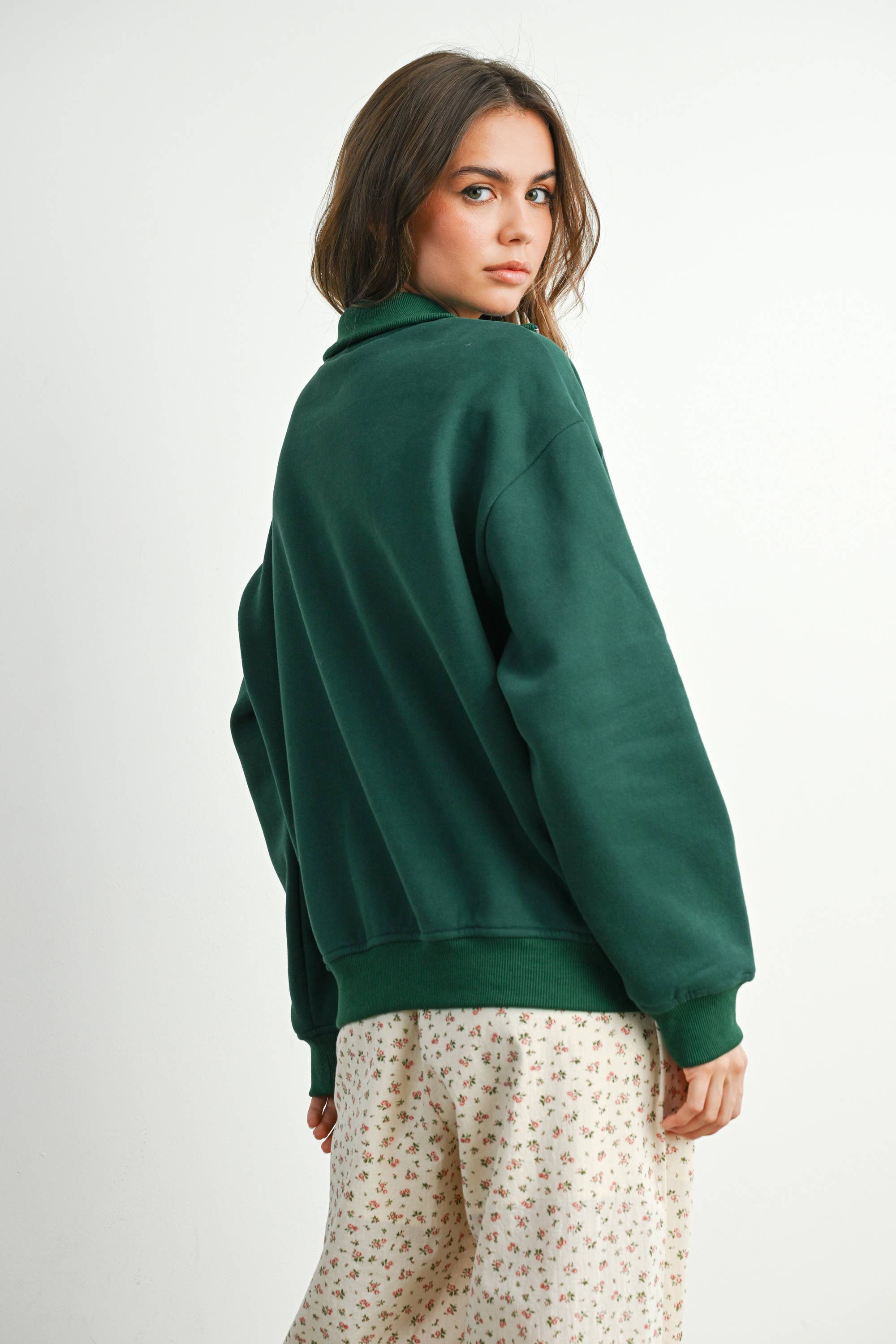 BUTTERMELON - Wholesale Sweatshirt - Women's - Quarter Zip Long Sleeve Top - BMT779536