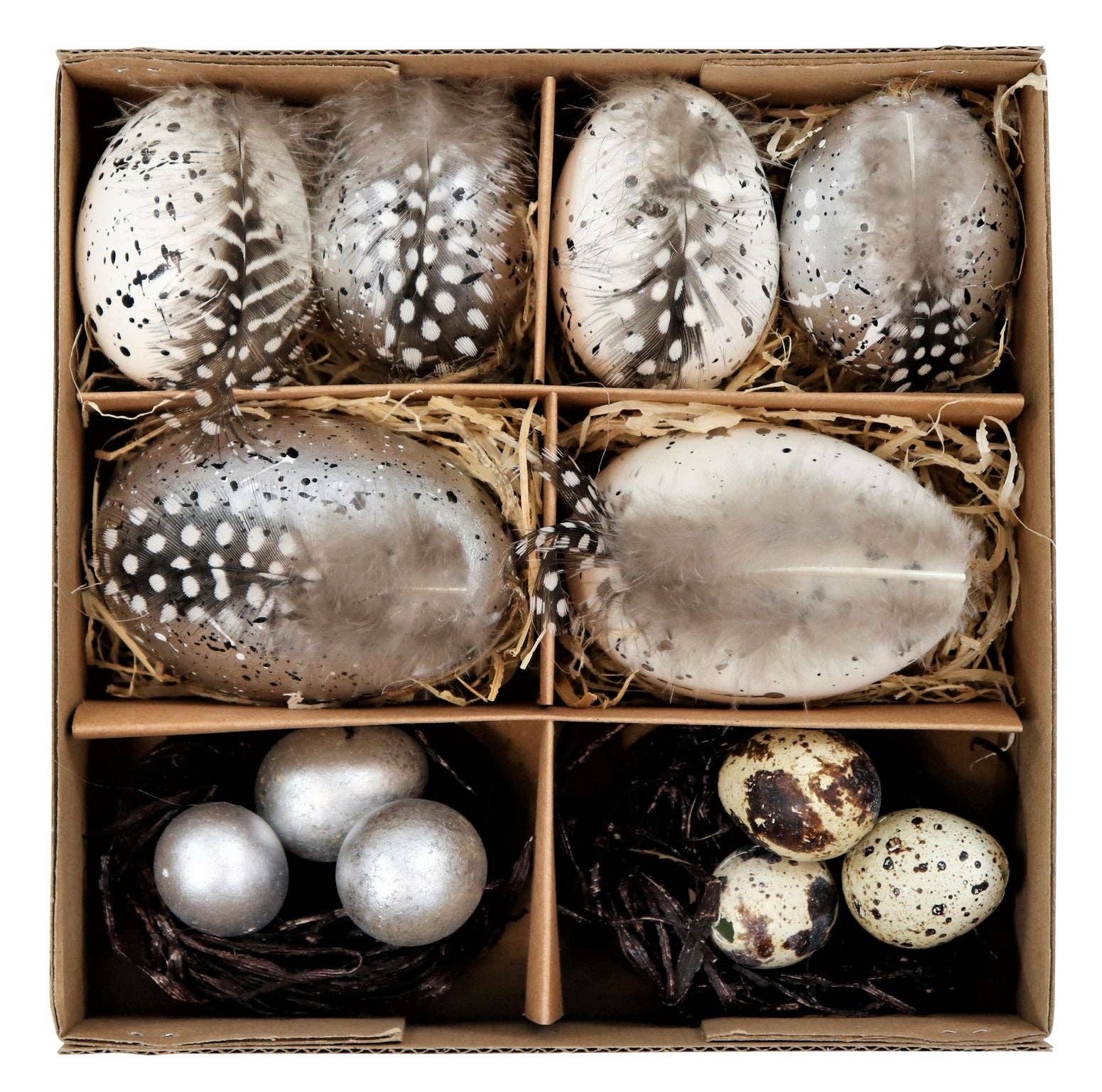 HOFF-INTERIEUR – Großhandel Tischdeko – EIERBOX NATURAL SILVER  12 TEILIGES SET (HOFF5418)0