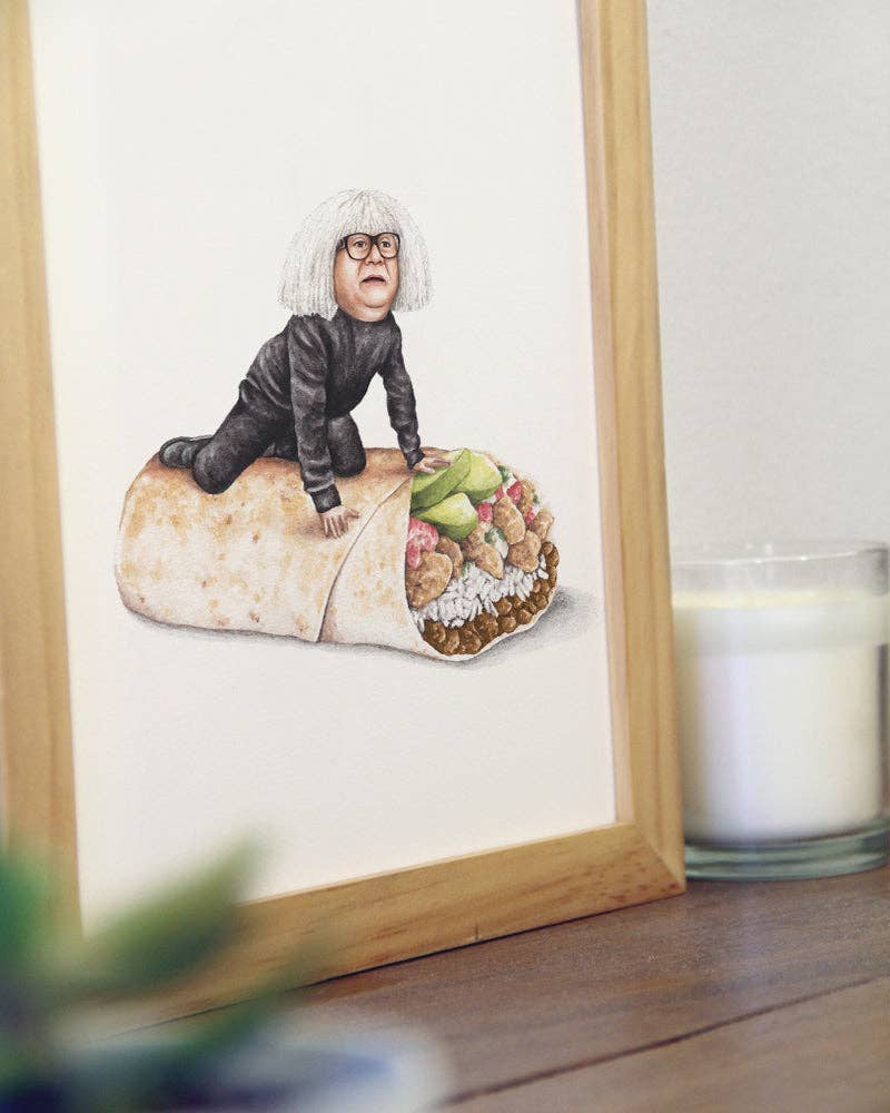 Celebs on Sandwiches - Wholesale Art Print - Danny DeVito on a Burrito - Watercolor Print3