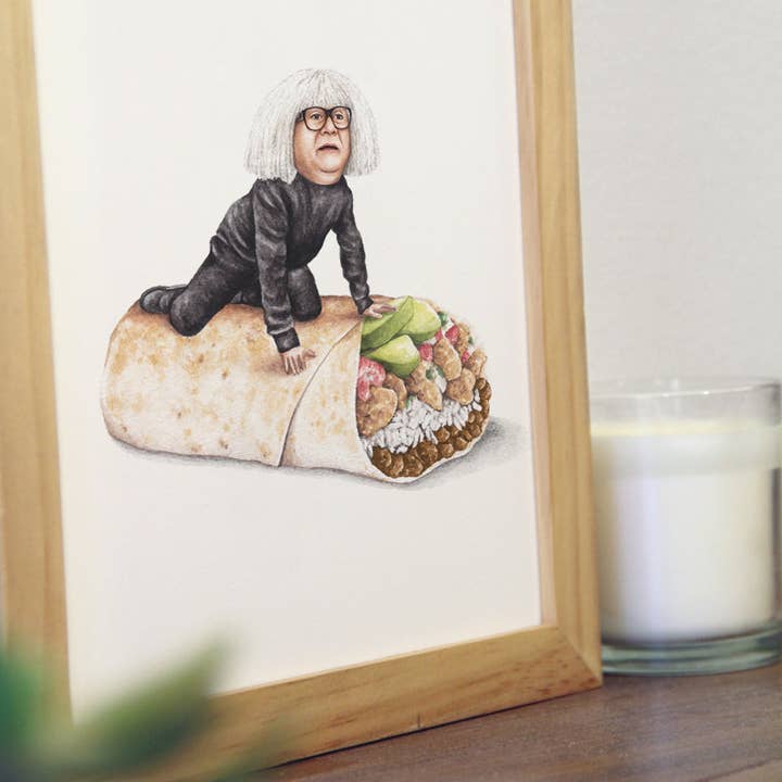 Celebs on Sandwiches - Wholesale Art Print - Danny DeVito on a Burrito - Watercolor Print3