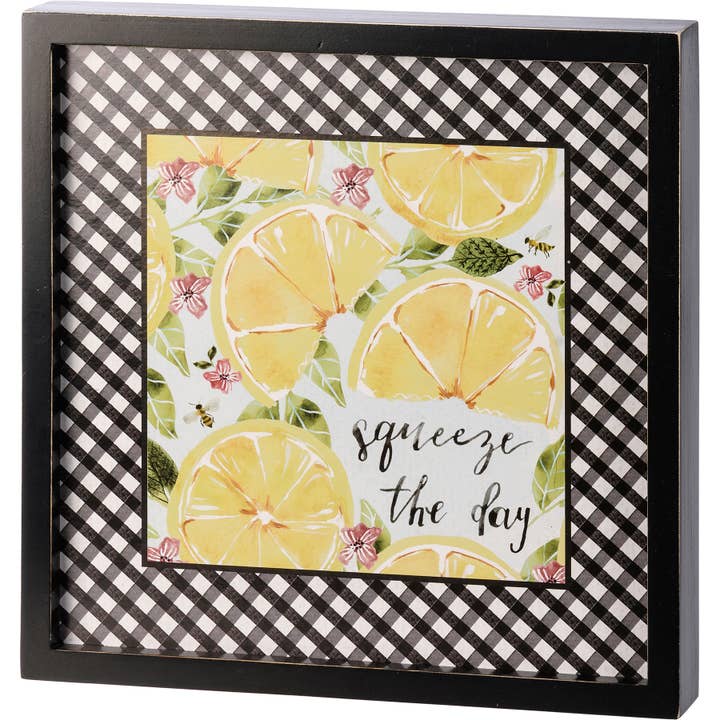 Squeeze The Day Inset Box Sign for wholesale by Primitives by Kathy