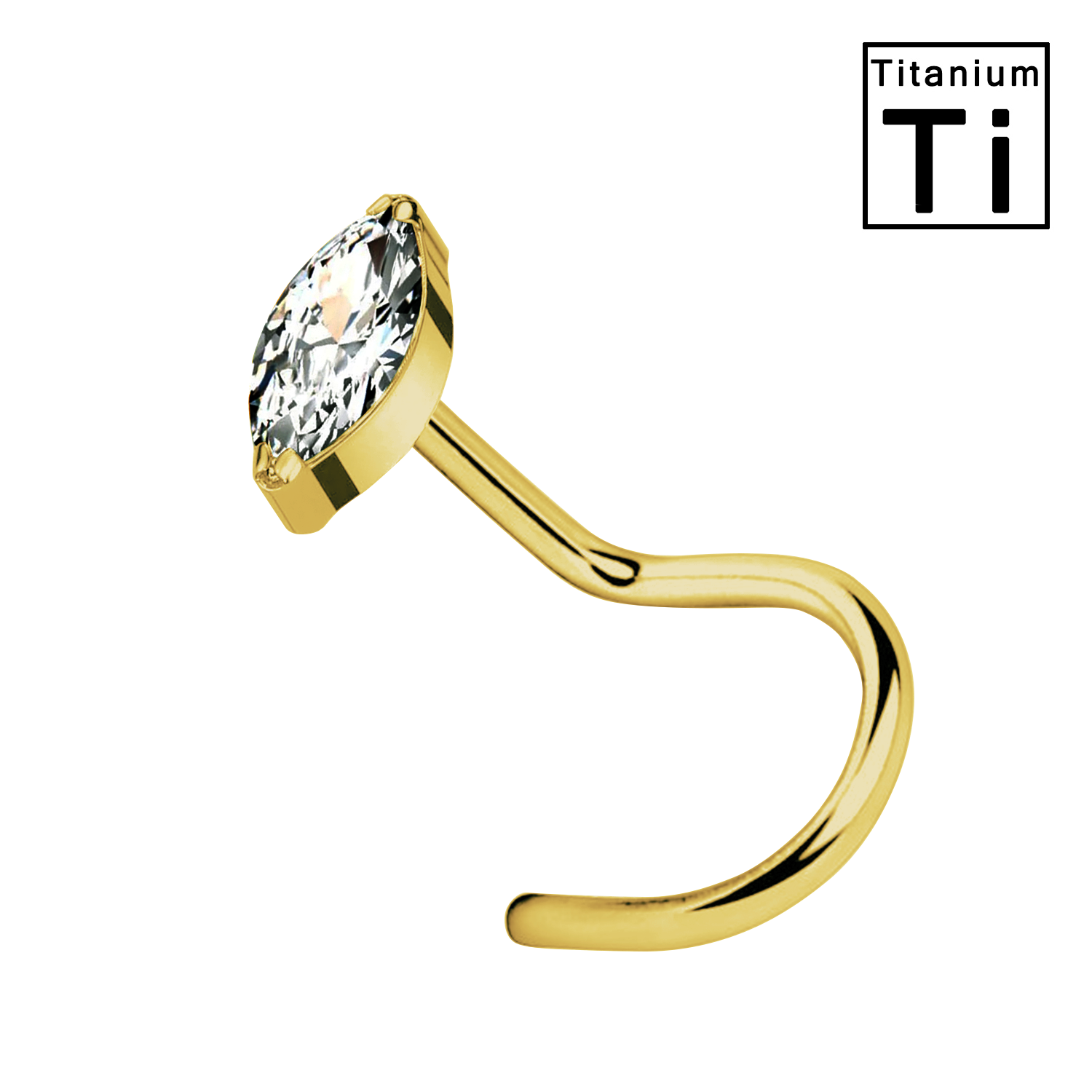 Awaken - Wholesale Single Earring - Pebble-Shaped Crystal Nose Stud PWB-0521