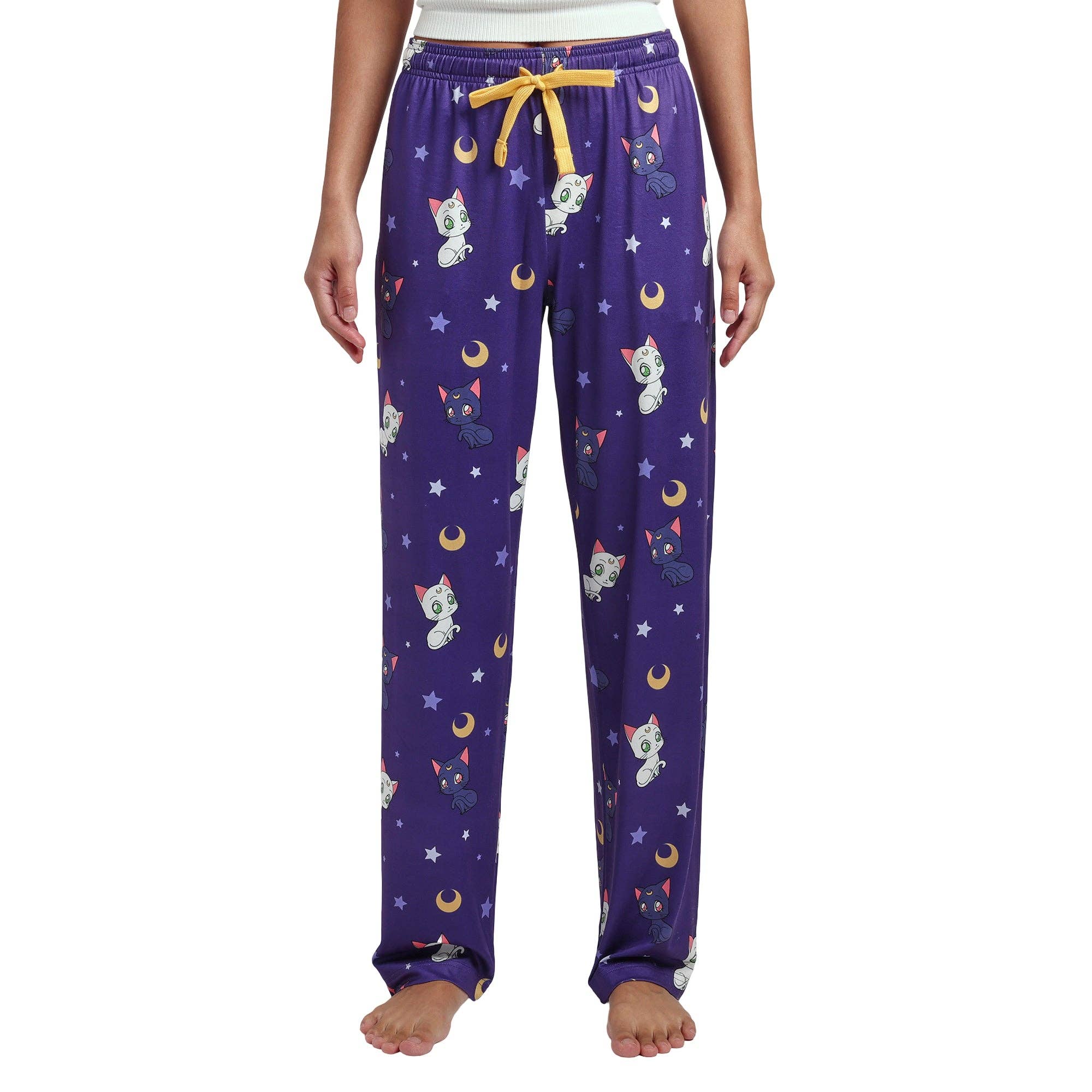 Bioworld Merchandising - Wholesale Sleepwear Bottom - Women's - Sailor Moon Artemis & Luna All-Over Print Women's Purple Quick Turn Sleep Pajama Pants0