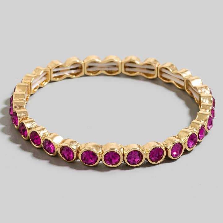 The Looks by Fame Accessories - Wholesale Link & Chain Bracelet - Glass Circle Gem Tennis Chain Bracelet