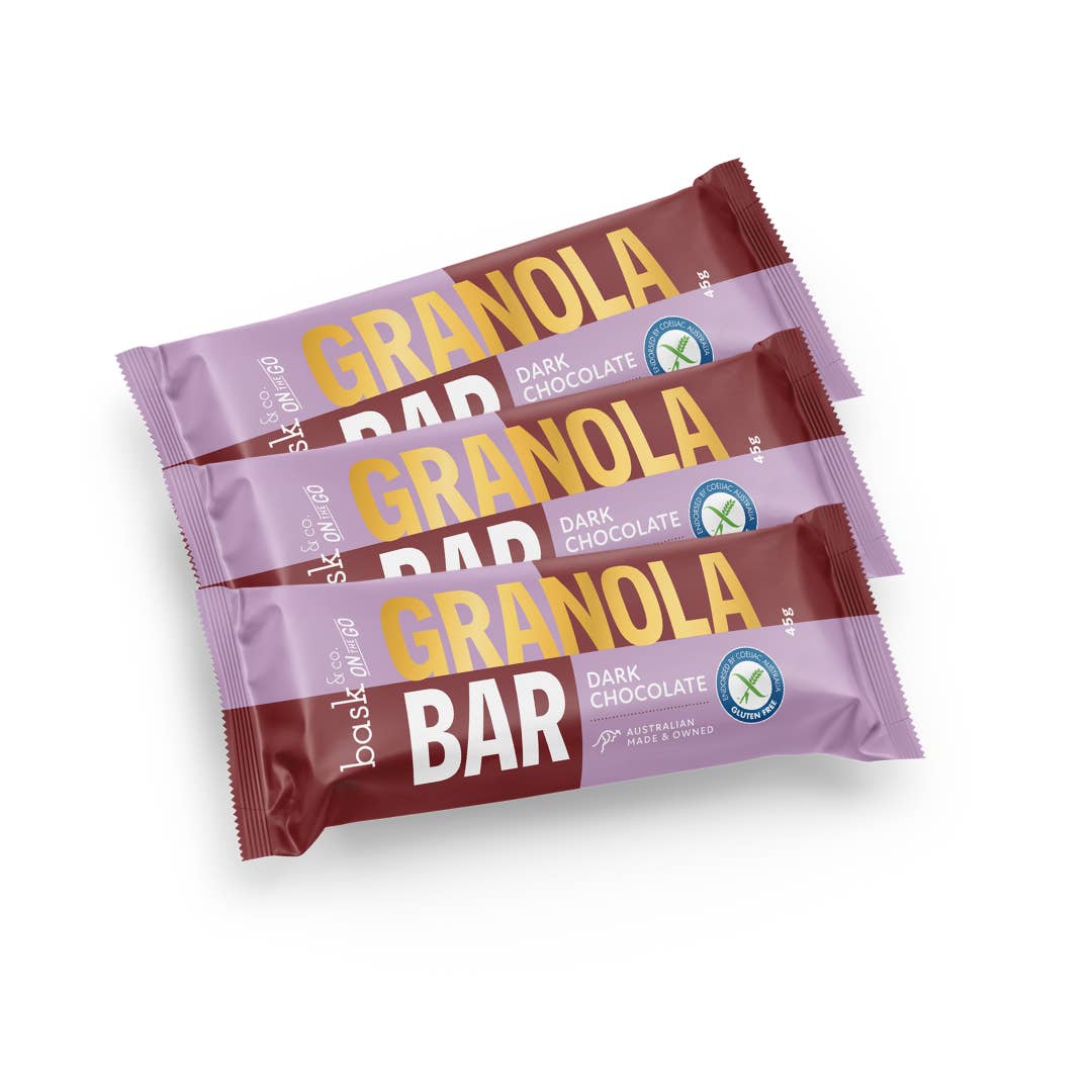 Bask and Co - Wholesale Snack Bar - Dark Chocolate Granola Bars 45g