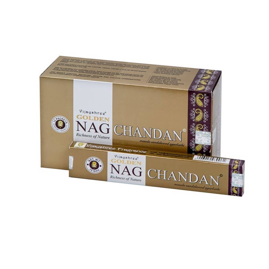 AUM Fragrances – Engroshandel Røgstift – Vijayshree Golden Nag Røgelse 15 g Chandan0