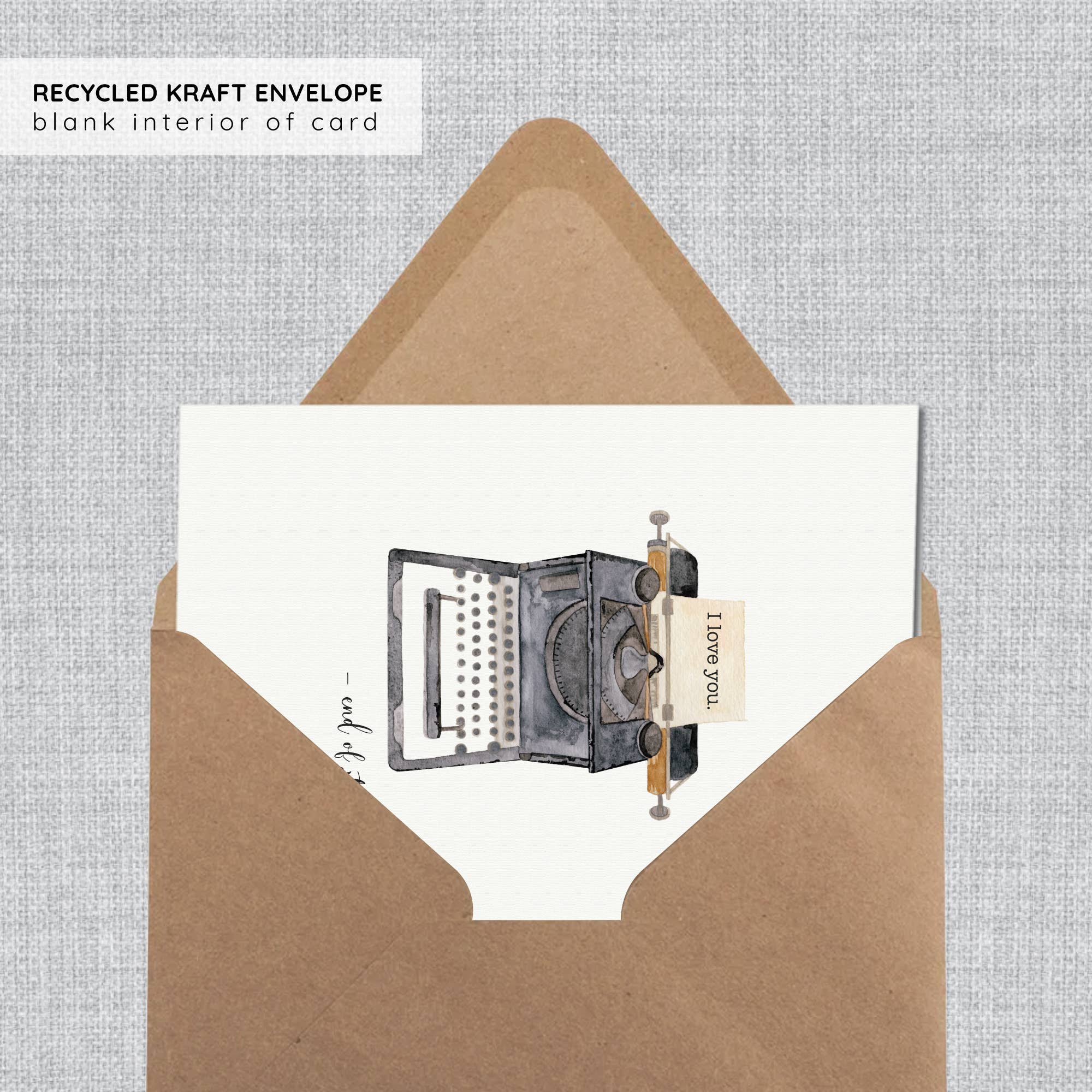 Gina Maher | Watercolor – wholesale Love card – Typewriter Anniversary Card | Book Love and Friendship Card2