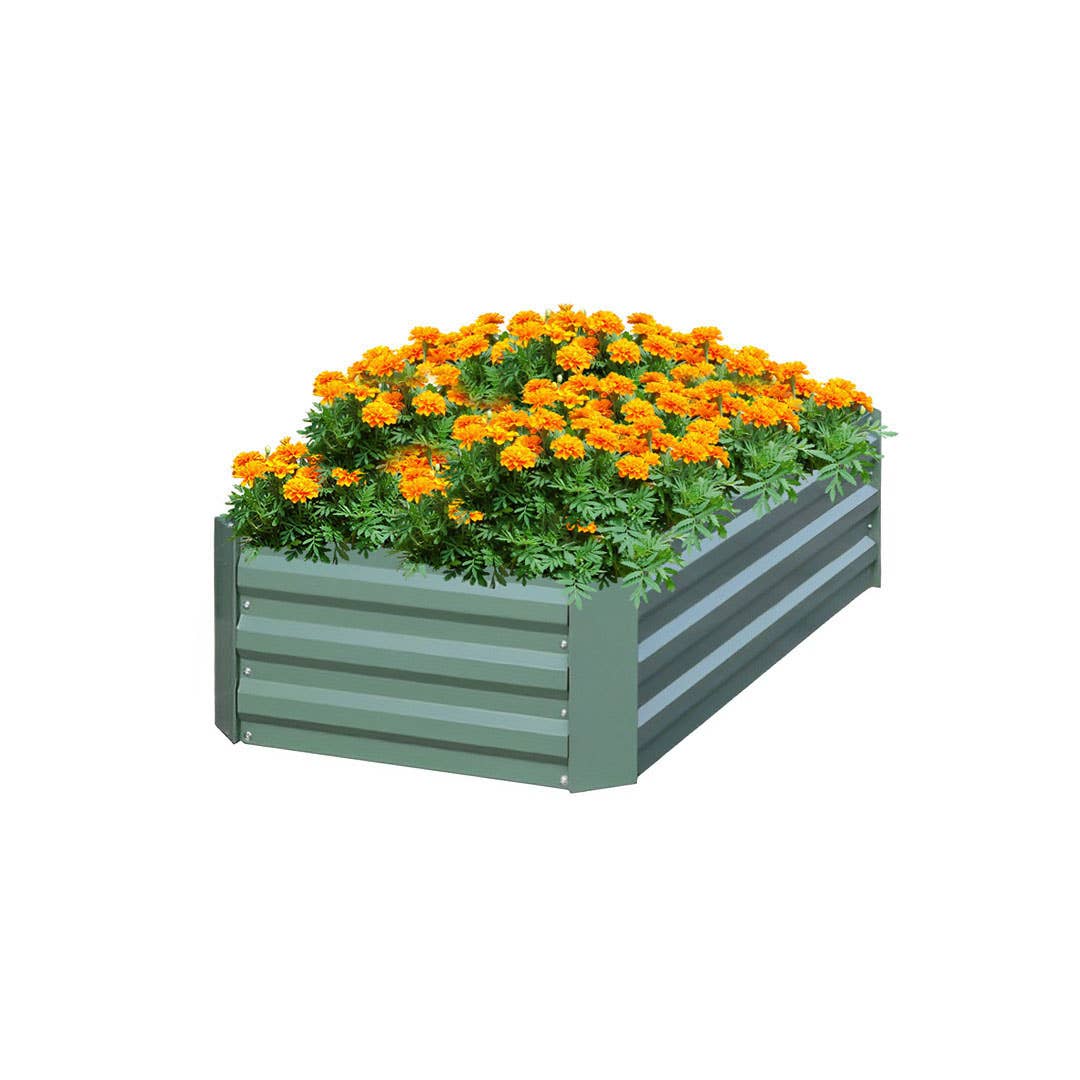 SOGA International Pty Ltd - Vente Jardinière - Lit de jardin surélevé galvanisé rectangulaire de 90 cm vert