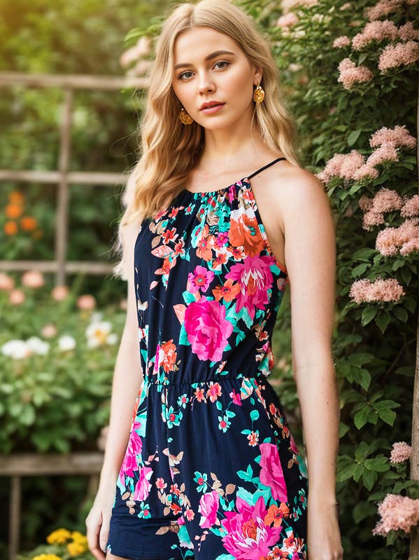 SP1034-10 ROMPER MET BLOEMENPRINT voor wholesale door HEIMISH