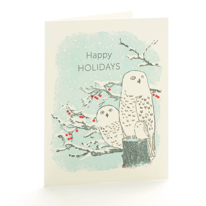 Snowy Owls Holidays A2-kort for engroshandel hos Ilee Papergoods