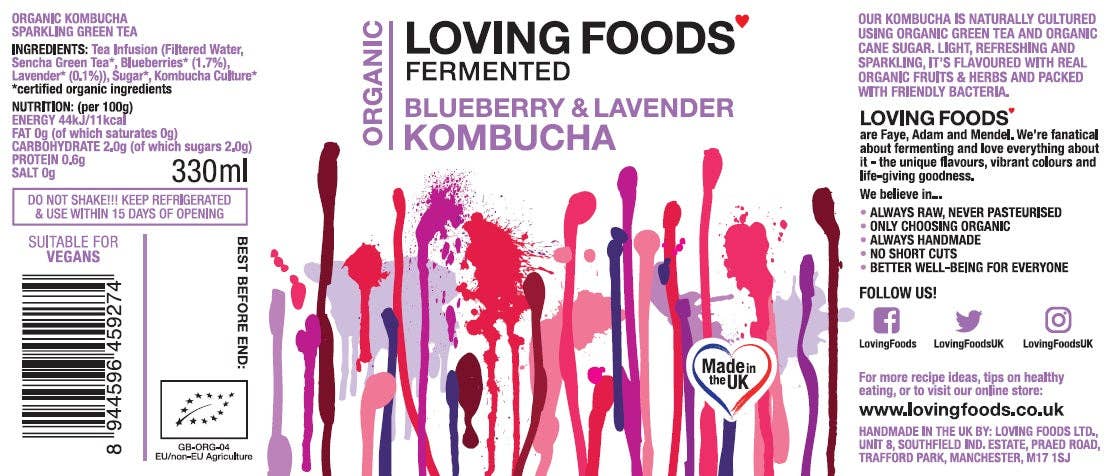 Loving Foods – wholesale Kombucha – Organic Kombucha - Blueberry & Lavender1
