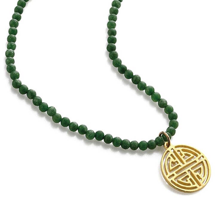 Collier Symbole Shou avec Jade - Inspiré de l'Ancienne Chine pour la vente par Discoveries, Inc.