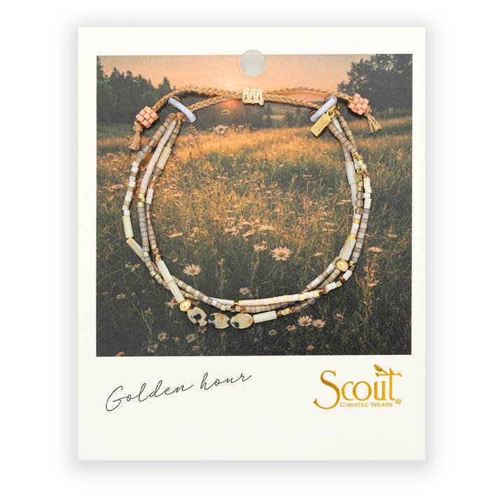 Scout Curated Wears - Wholesale Beaded Bracelet - Mixed Media Bracelet - Joy/Dalmatian Jasper/Gold