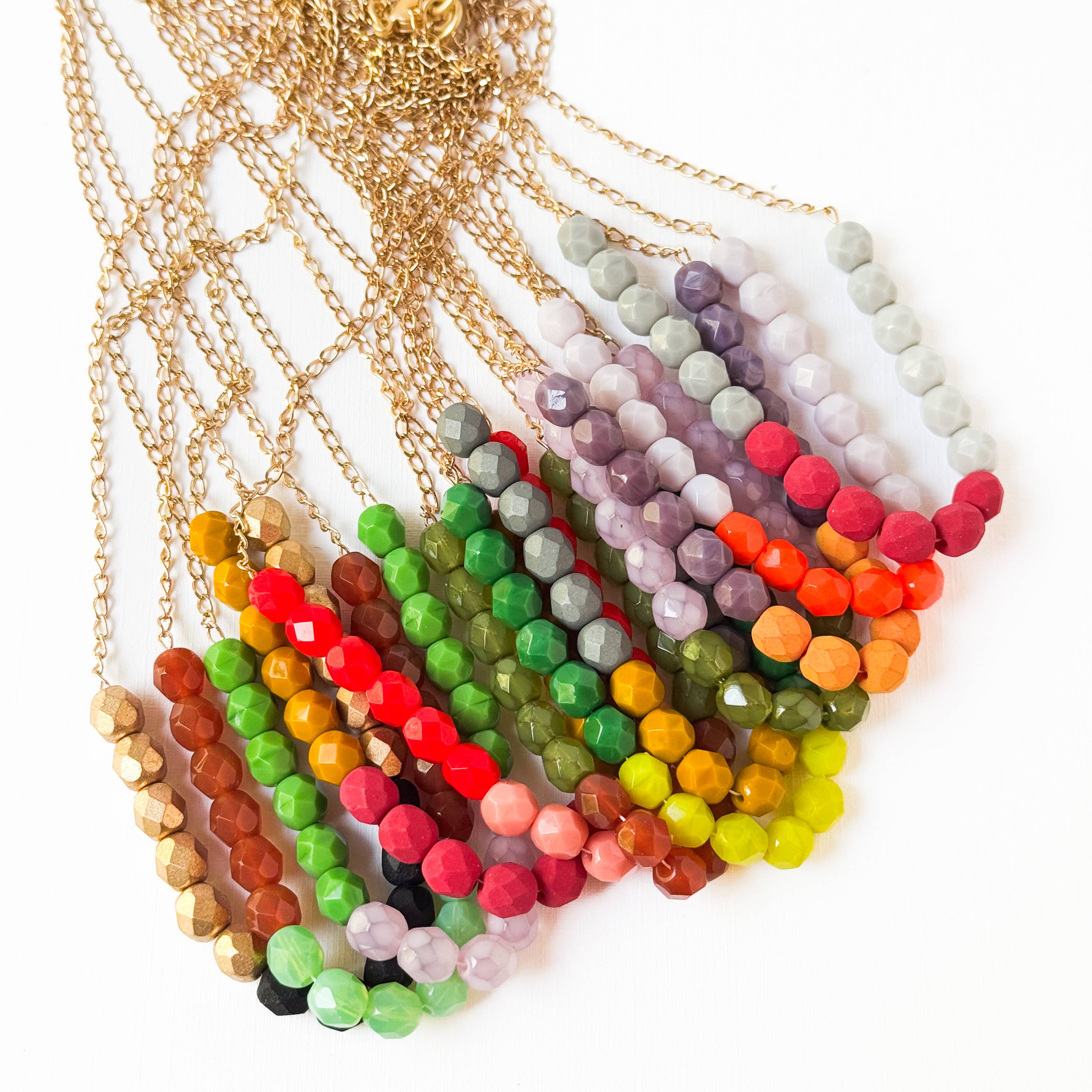 Nest Pretty Things - Wholesale Beaded/Pearl Necklace - Two-Tone Glass Bead Necklace on 24K Gold Chain- 12 colors6