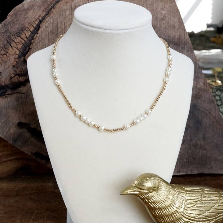 PennyLine inc - Wholesale Beaded/Pearl Necklace - Short Dainty Necklace - Pearls and Ball Beads