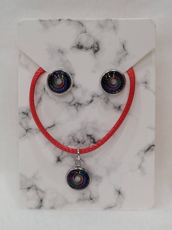 Conjunto Colar e Brincos Mosaico Circle por atacado de emrac boutique