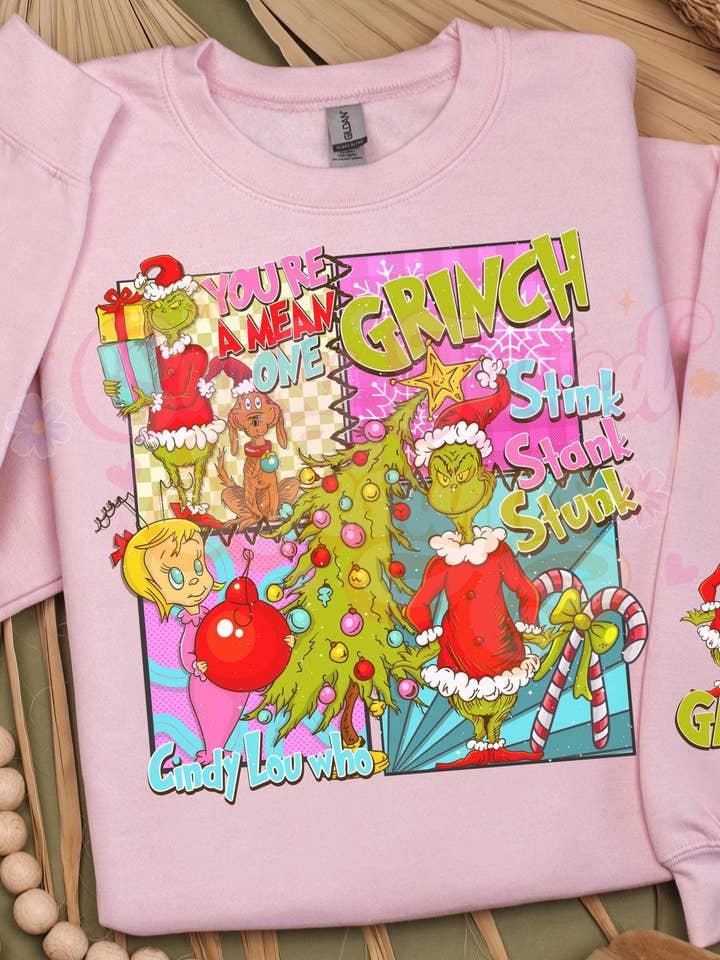 Sudadera Rosa del Grinch Adorable | Feliz Navidad para venta al por mayor de Curly Tailed Designs