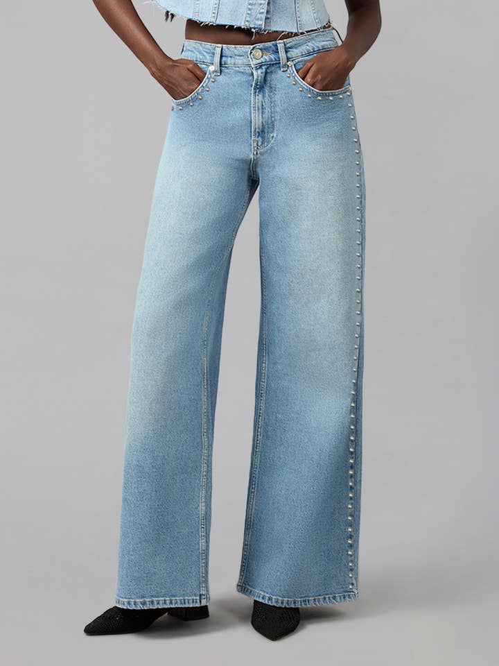 MILAN-SWB Ultra High Rise Wide Leg Jeans 32" Inseam for wholesale by LOLA DENIM