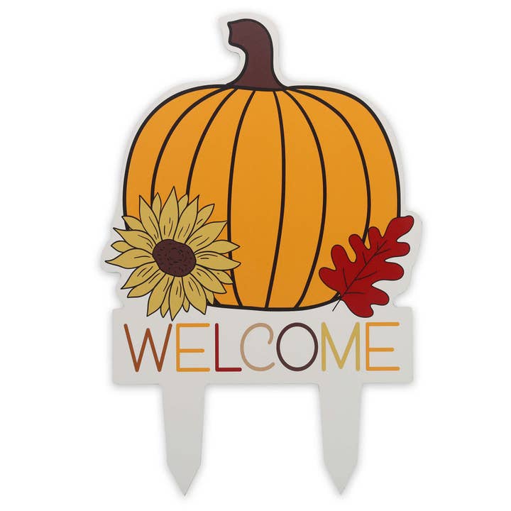 Piquet de jardin en métal à motif floral d'automne pour la vente par Open Road Brands, LLC