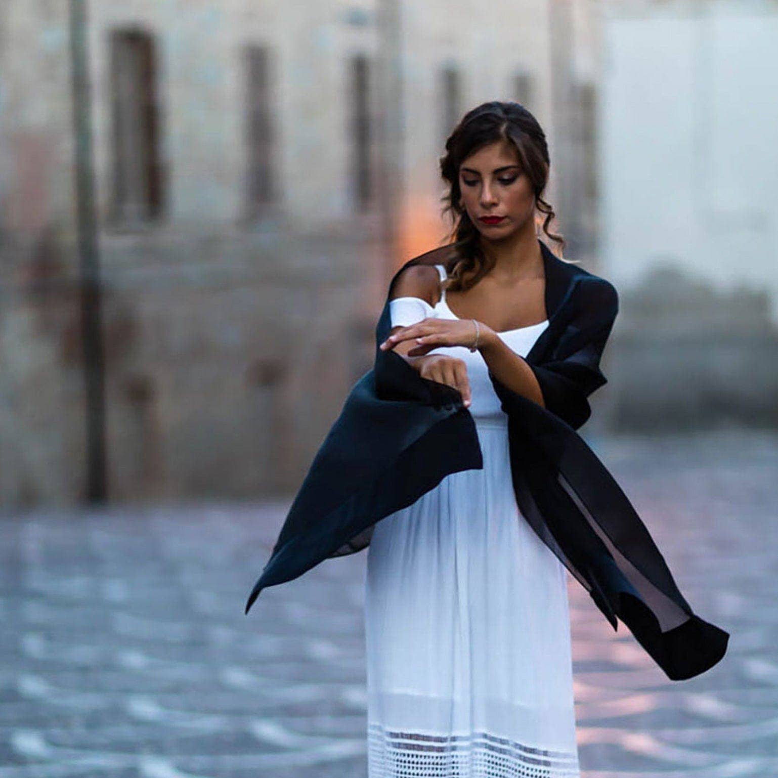 Elizabetta Made in Italy USA – wholesale Scarf – Women's – Carmen - Silk Scarf/Shawl - Black2