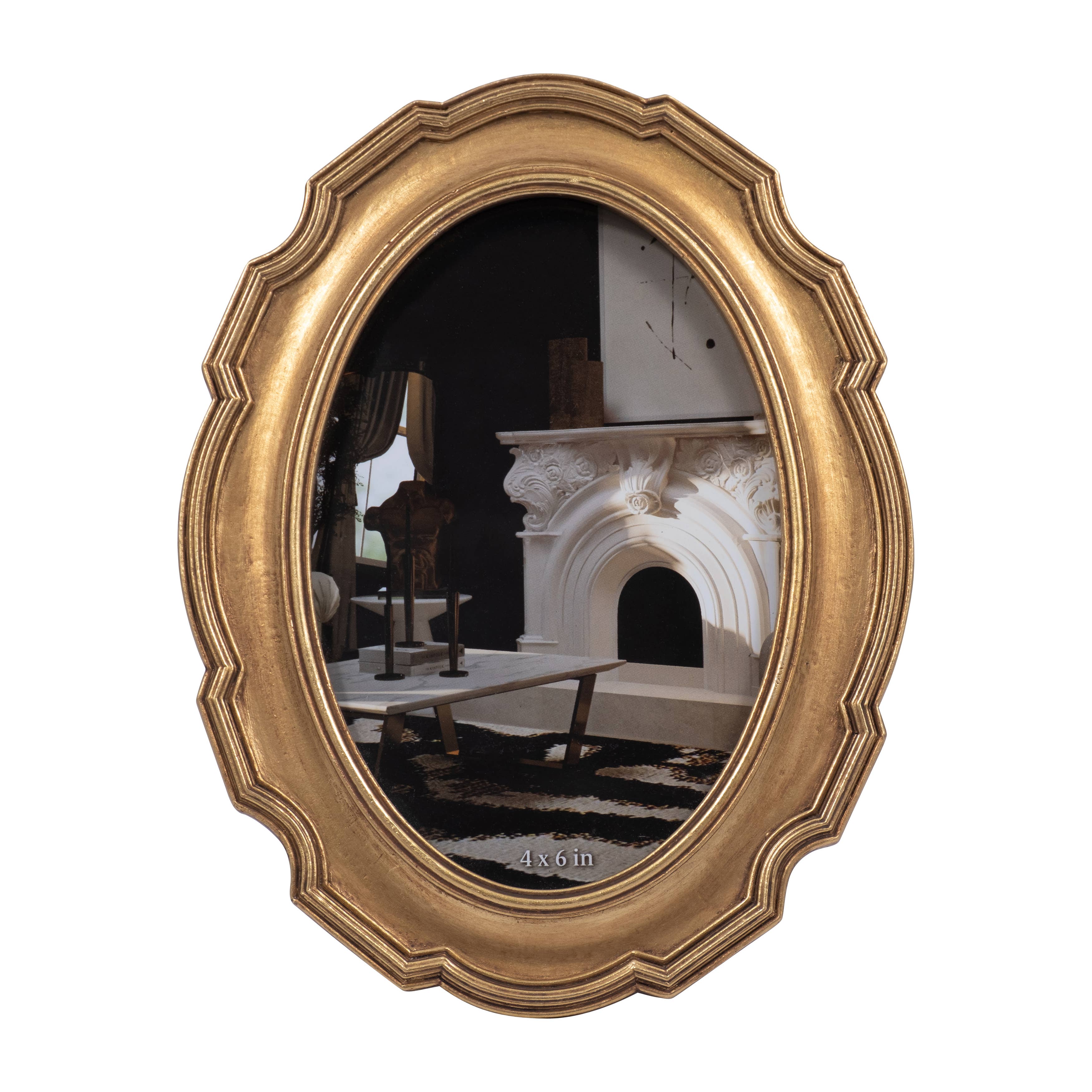 Sagebrook Home - Wholesale Picture Frame - Photo Frame - Gold Polyresin Round Vintage Style, 4x6 in.5