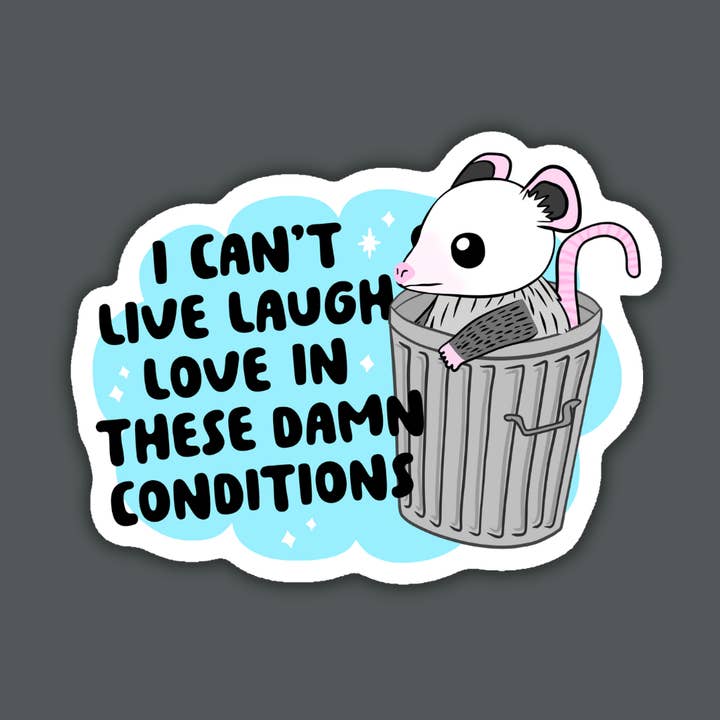 Não é possível viver o amor nestas condições Possum autocolante por atacado de Indigo Maiden