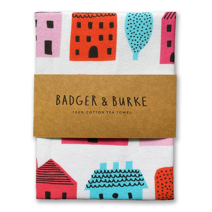 Badger & Burke - Wholesale Tea Towel - Little Houses Tea Towel1