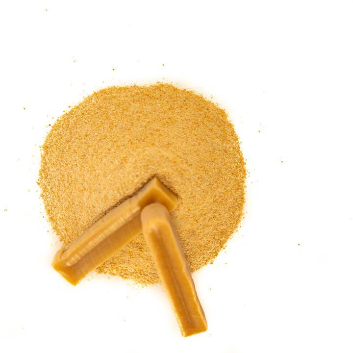 Poudre d'assaisonnement Yak Chew pour nourriture pour chiens, sac de 8 onces pour la vente par Kathmandu's Authentic Himalayan Cheese Yak Chew