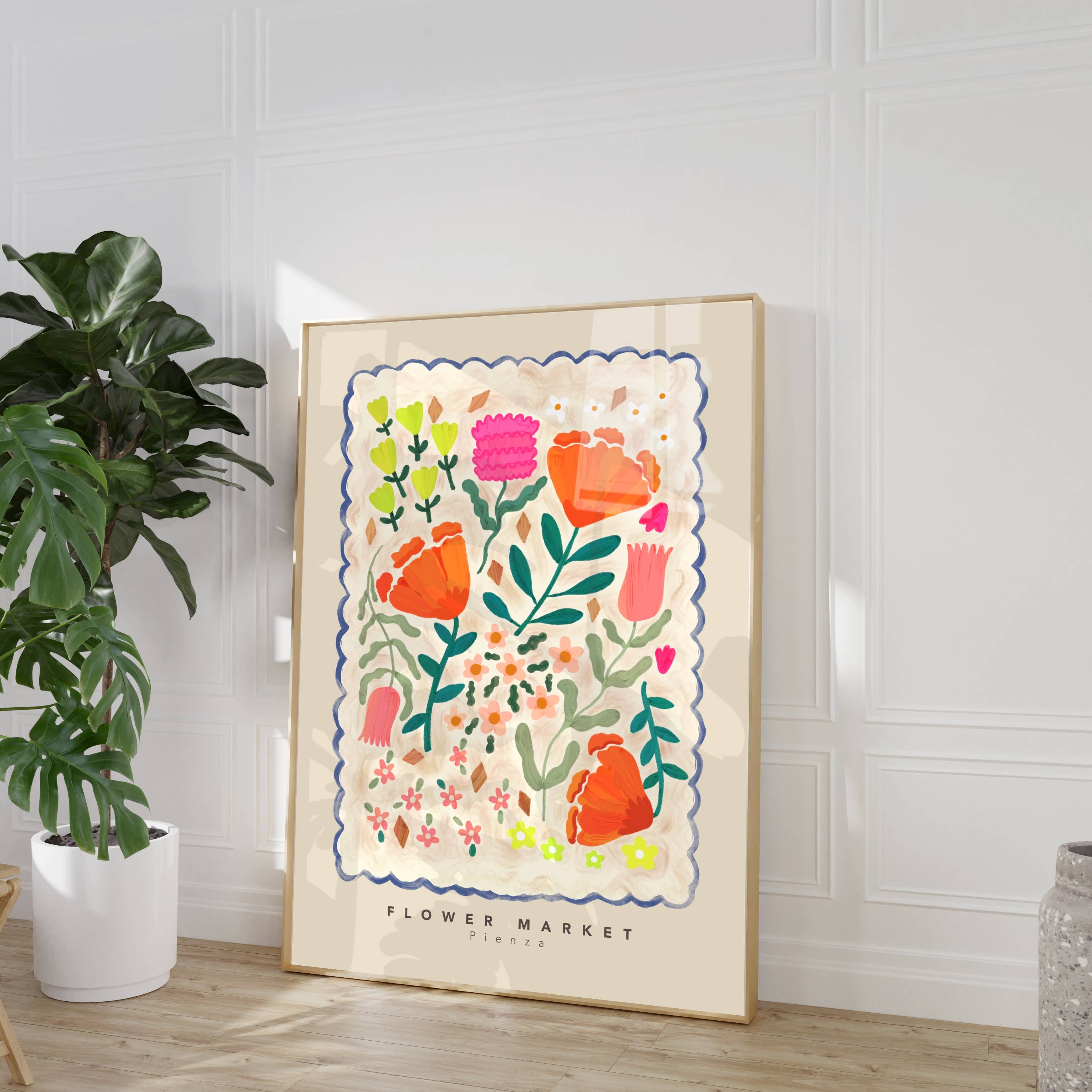 Kate Fox Design – wholesale Art print – Flower Market Pienza Print, Illustration, Modern, Colourfu6