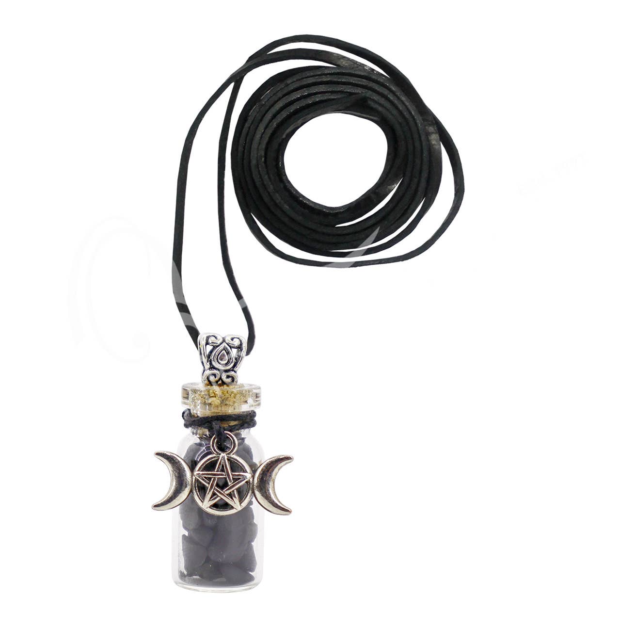 Oceanic Linkways Inc - Wholesale Spiritual Stone/Crystal - NECKLACE - CHIPS STONES IN BOTTLE SHUNGITE WITH TRIPLE MOON2