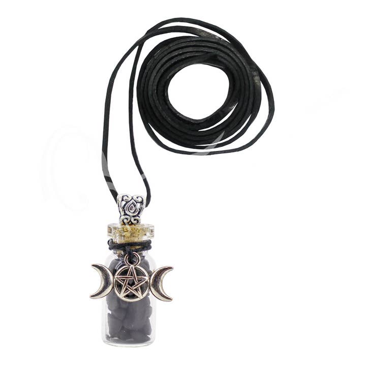 Oceanic Linkways Inc - Wholesale Spiritual Stone/Crystal - NECKLACE - CHIPS STONES IN BOTTLE SHUNGITE WITH TRIPLE MOON2