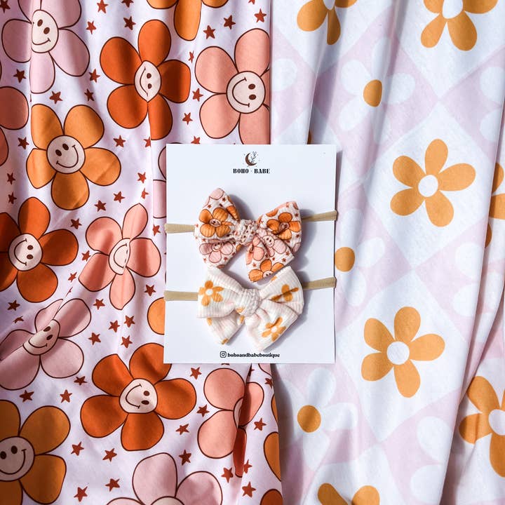 Baby Swaddle Blanket and Bow for wholesale by Boho + Babe