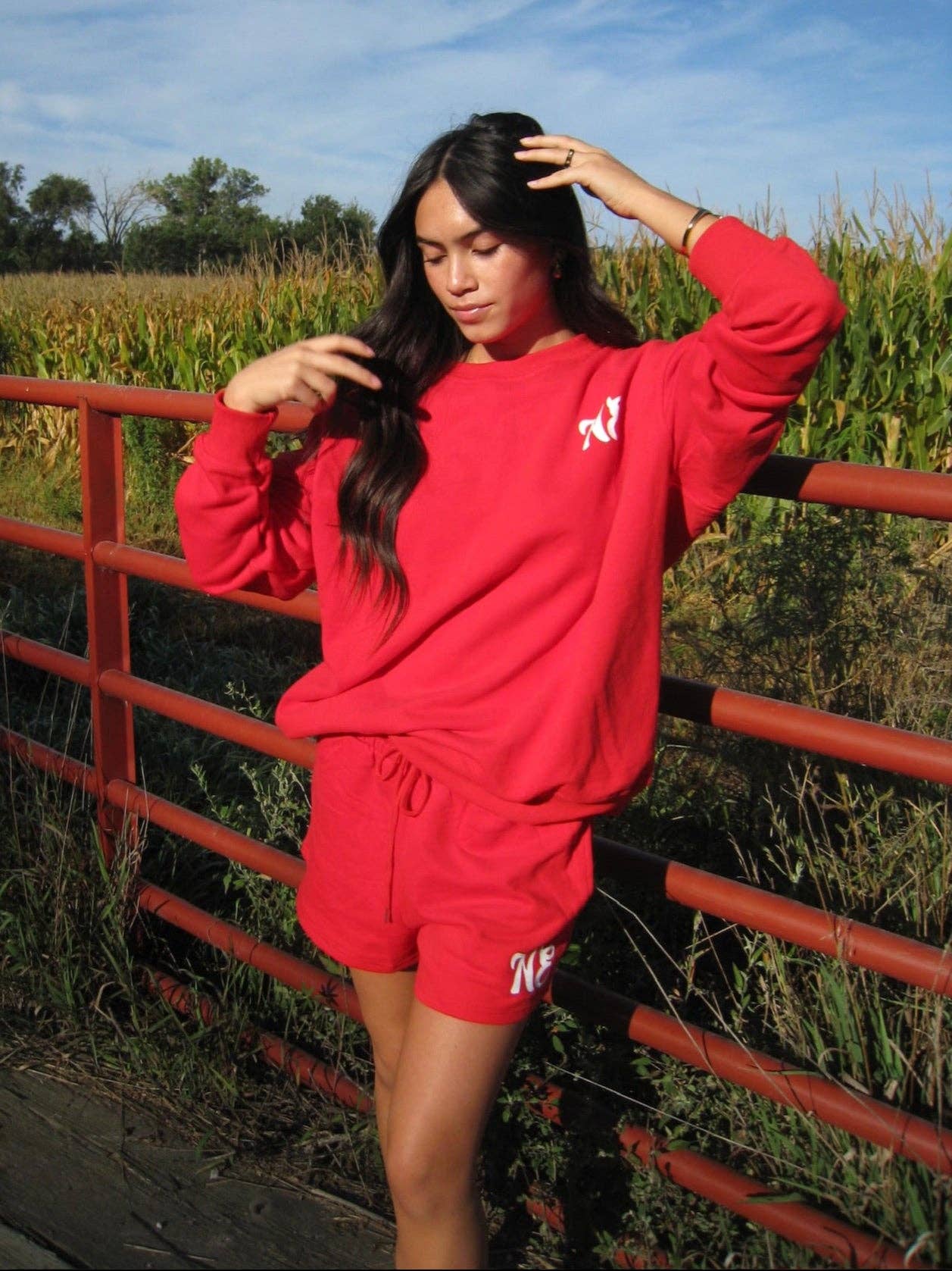 Red NE Good Life Core Sweatshirt for wholesale on Faire21