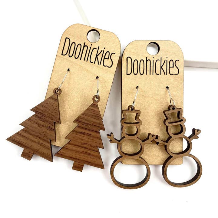 2" Vintage Christmas Dangles - Wood Earrings for wholesale by Doohickies