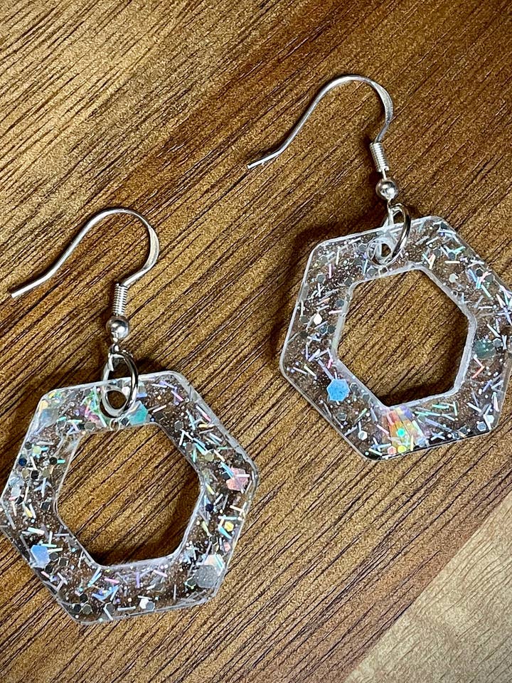 Hologram Hex Earrings for wholesale by Mills5 Designs