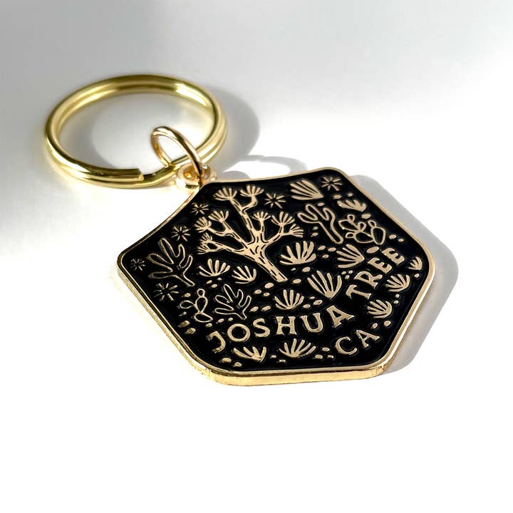 Paper Parasol Press - Wholesale Keychain - Unisex - Joshua Tree National Park Keychain new Antique Gold Enamel1