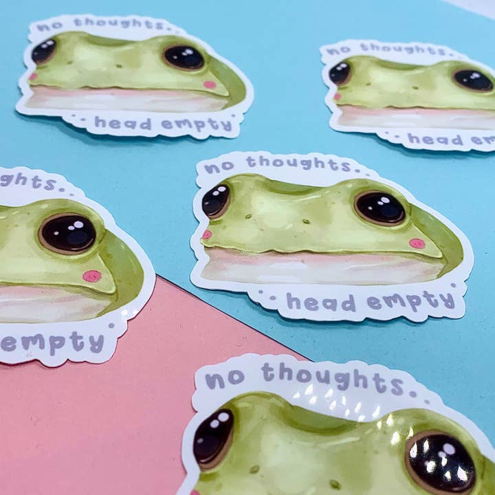 BubblesArtCraft - Vente Autocollant - Autocollant Frog Meme | Aucune pensée tête vide | Sticker grenouille1