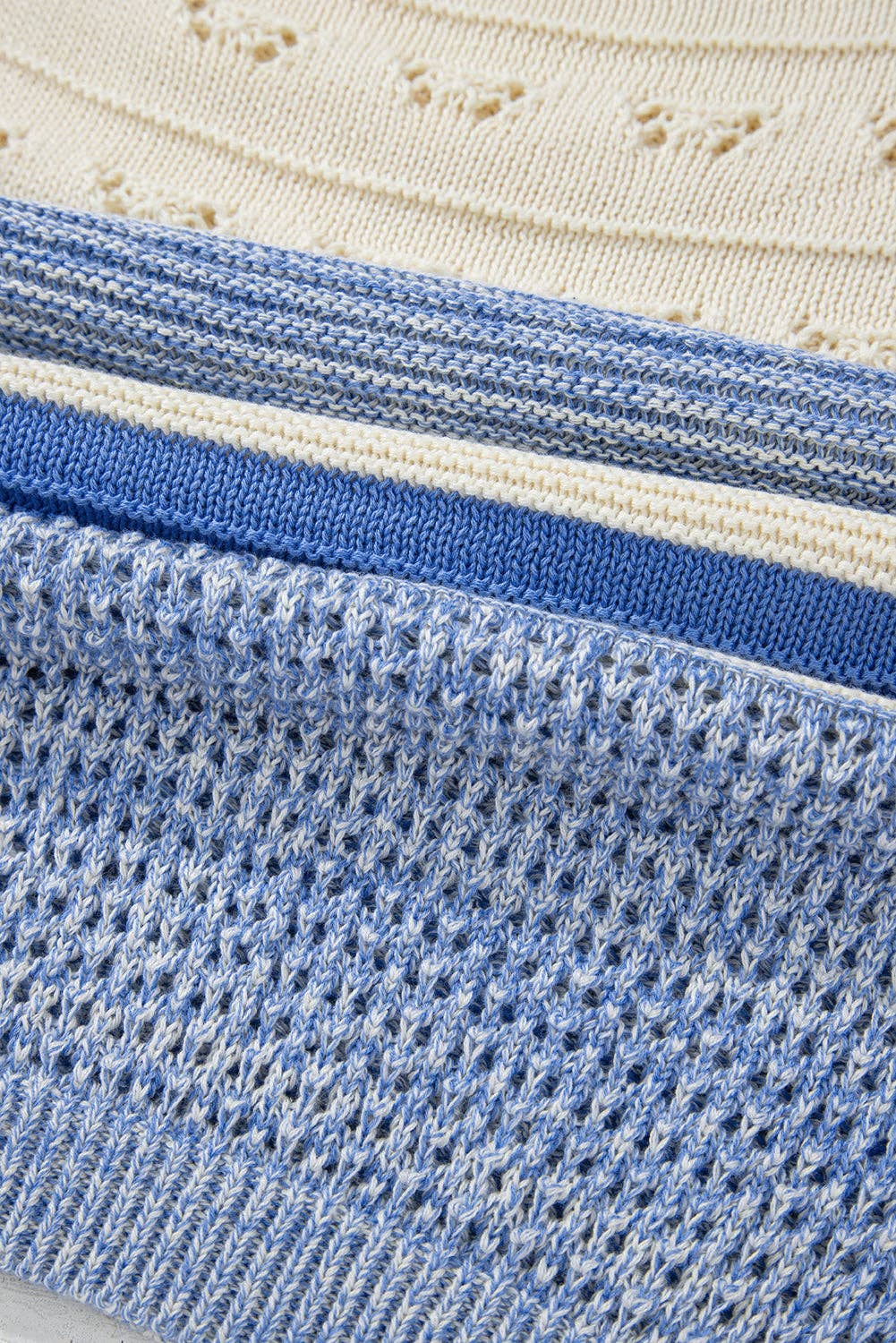 Light Blue Open Stitch Puff Sleeve Sweater for wholesale on Faire3