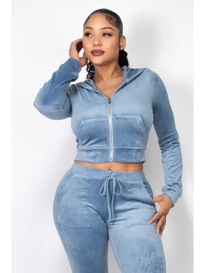 Boswell - Wholesale Bomber jacket – Women’s - VELOUR ZIP UP HOODIE JACKET3