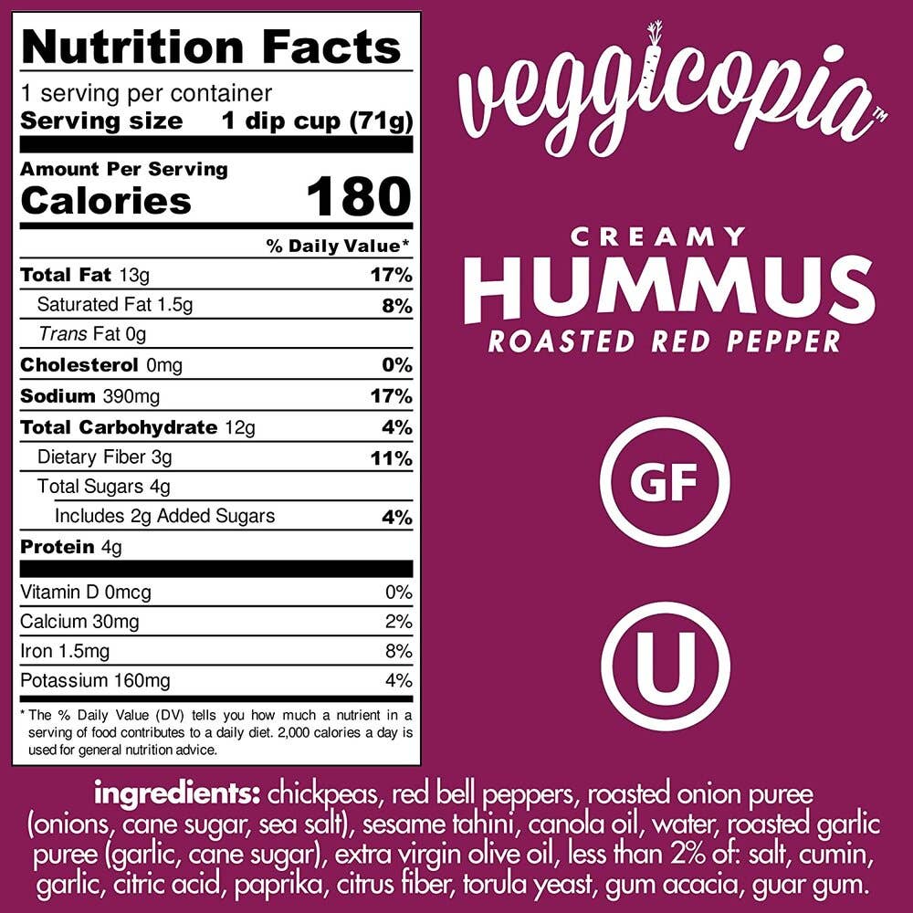 Veggicopia - Wholesale Dip - Veggicopia Red Pepper Hummus - Single Serve3