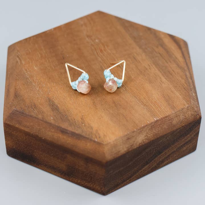 The Stitch Alliance - Wholesale Stud/Post Earrings - Sunstone Stud Earrings | Gold Fill Triangle Studs | Handmade6